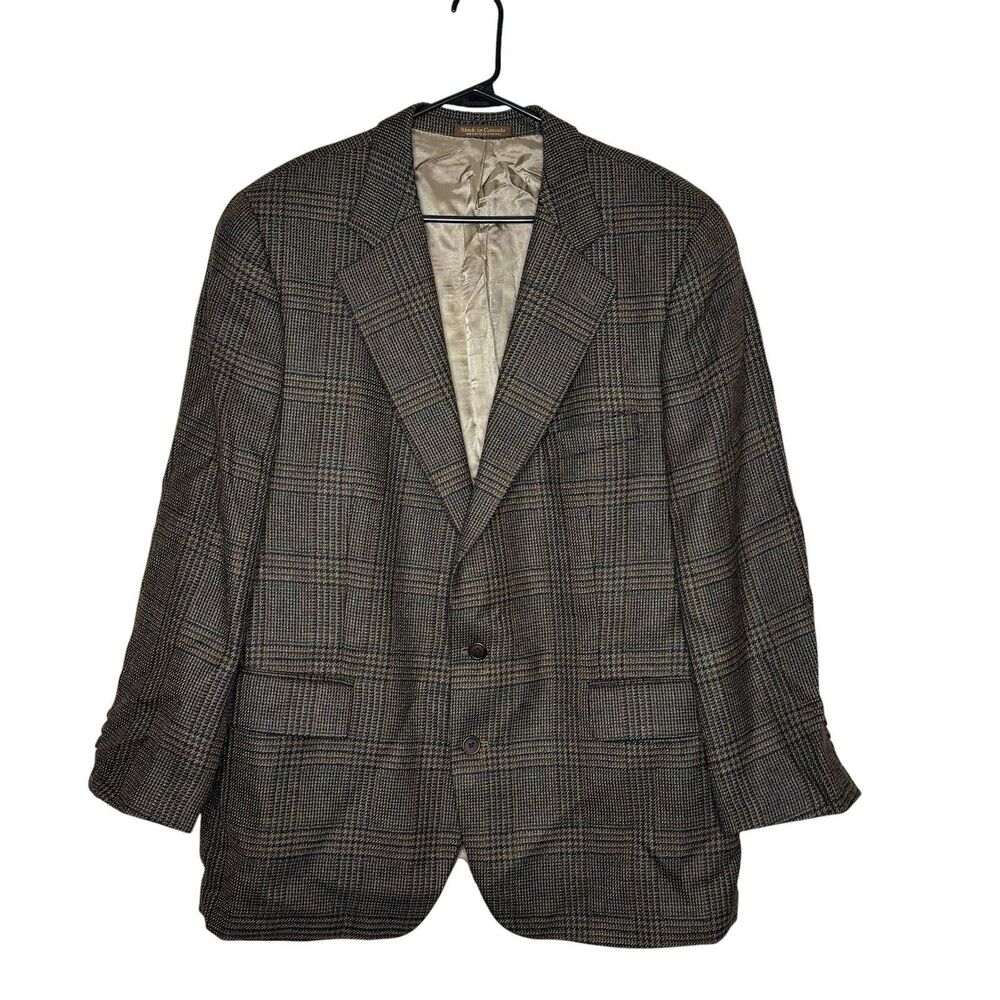 Vintage Polo Ralph Lauren Men’s 48R Blazer Plaid Prince of Wales 100% wool Sport